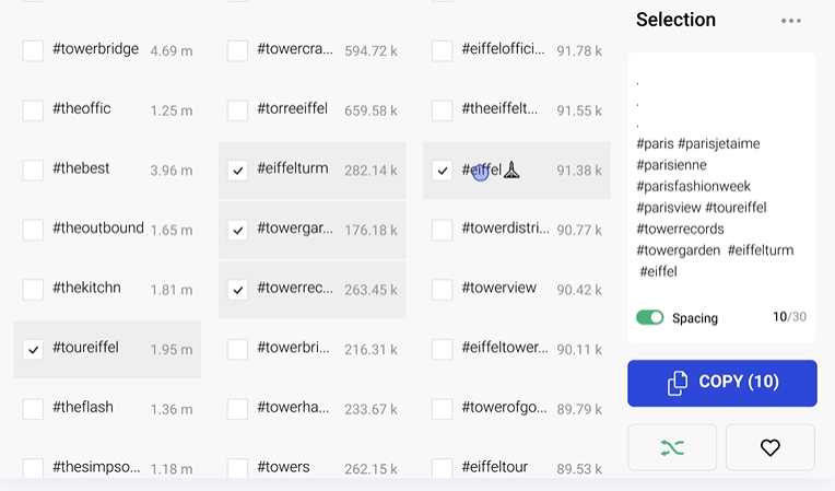 Inflact generatore di hashtag