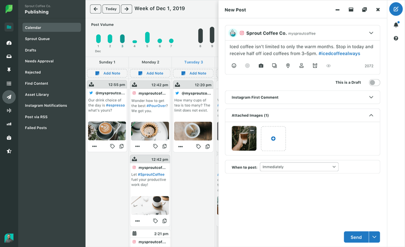 Strumenti di Instagram per la pianificazione e la pubblicazione in Sprout Social