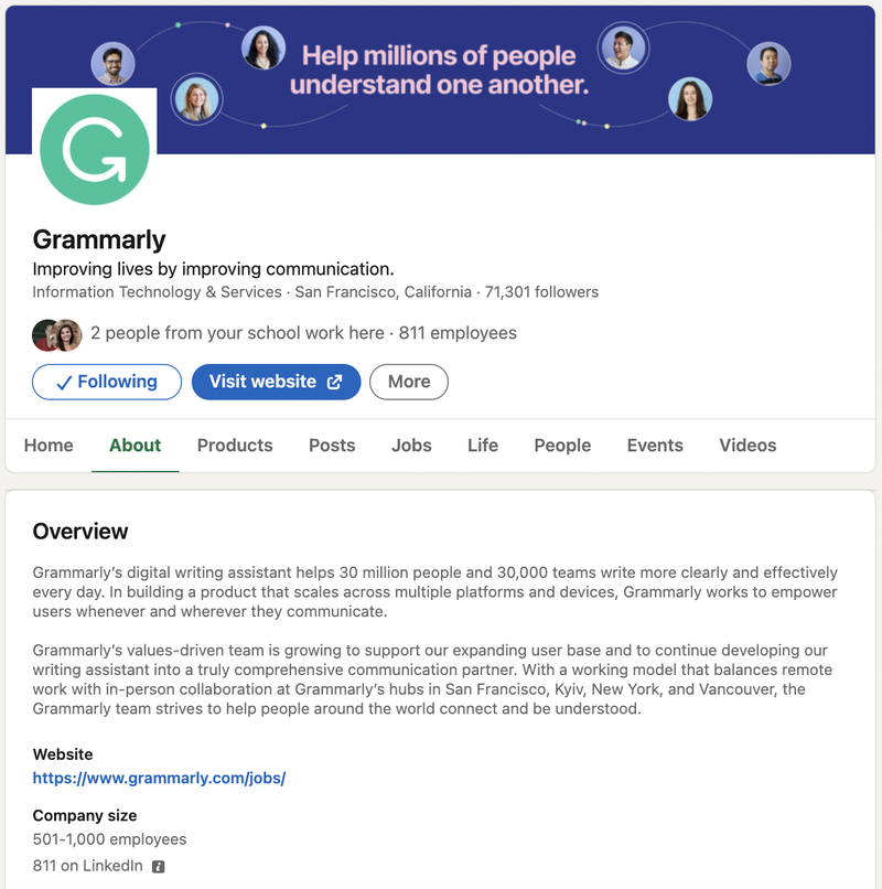 Uno screenshot di Grammarly