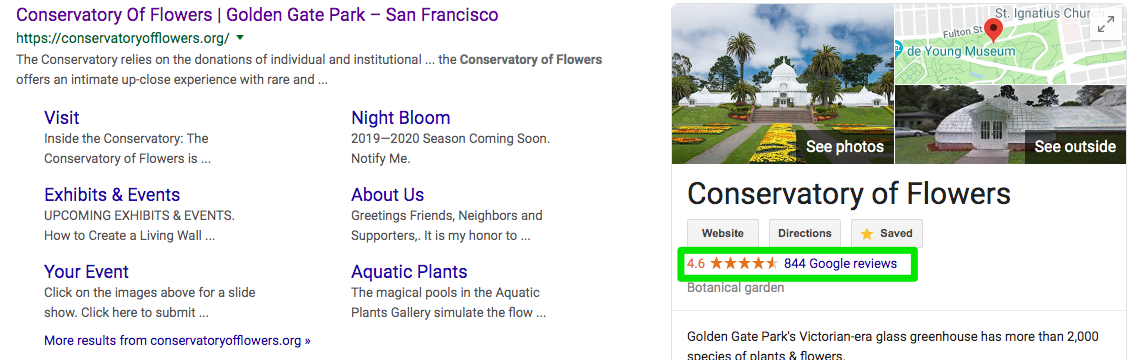 anteprima della valutazione a stelle di Google My Business