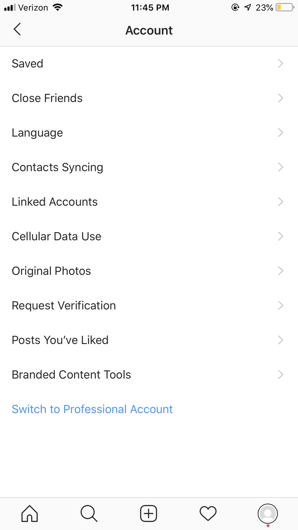instagram obchodní profil - nastavení vašeho účtu