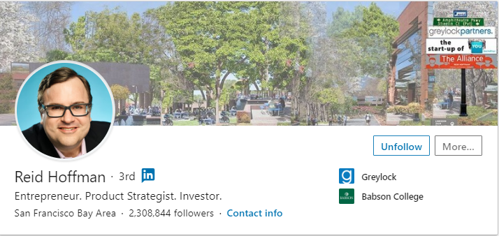 profesionální profilová fotka z LinkedIn Reida Hoffmana