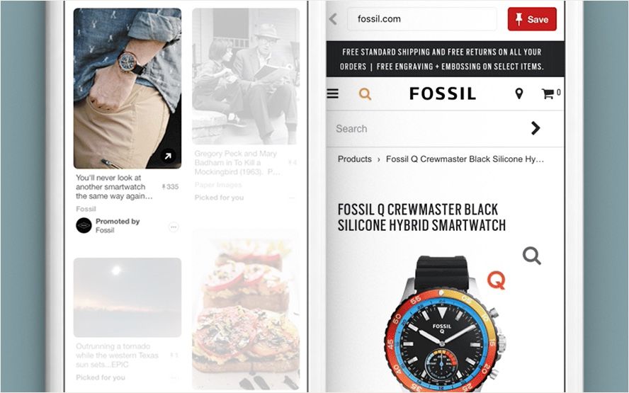 Esempio di annuncio sponsorizzato da Pinterest