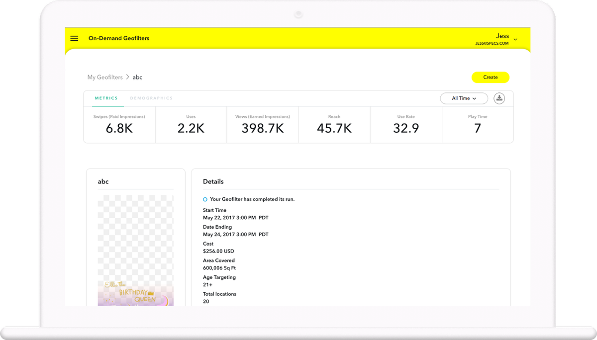 analytika reklam snapchat