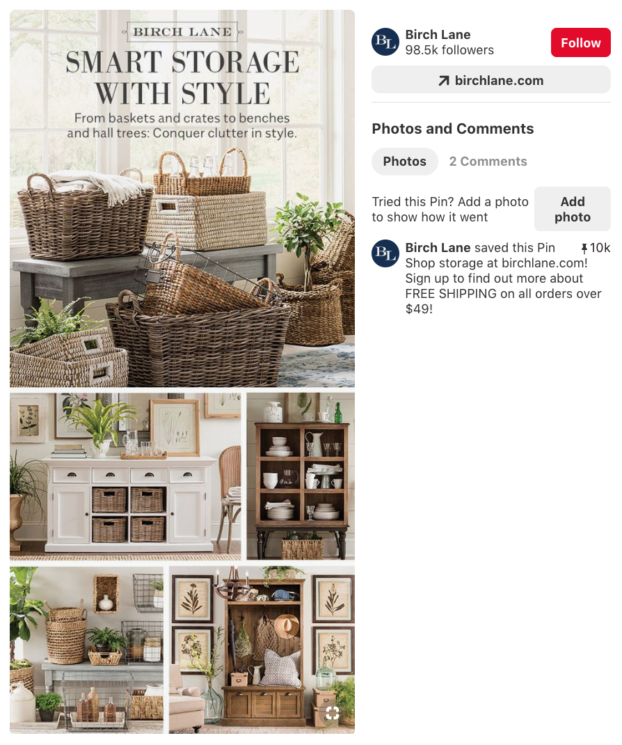 didascalia pin pinterest con testo in grassetto
