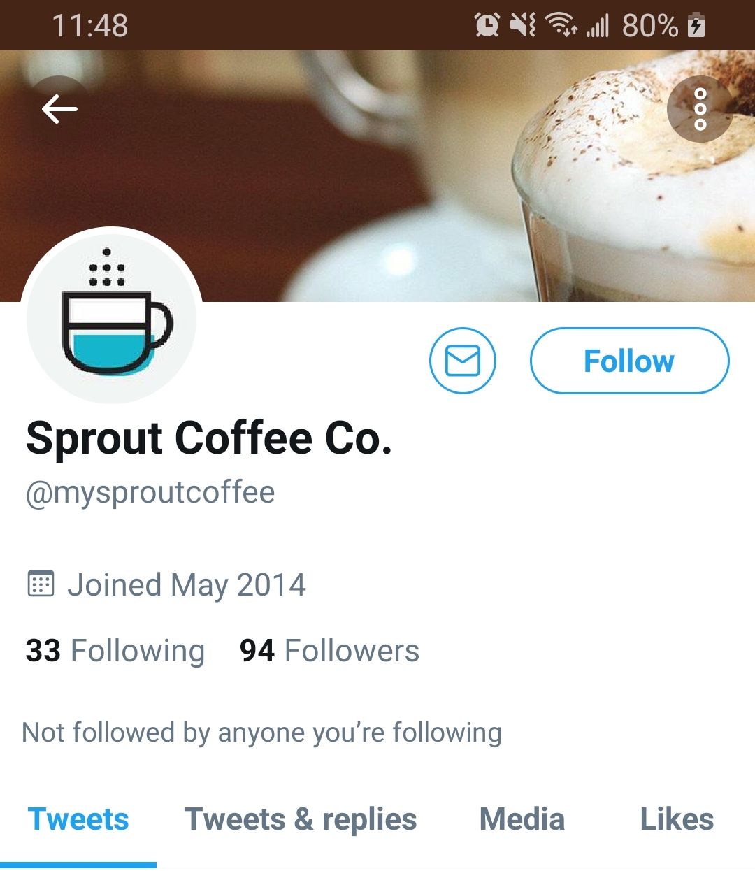 Profilo Twitter di Sprout Coffee