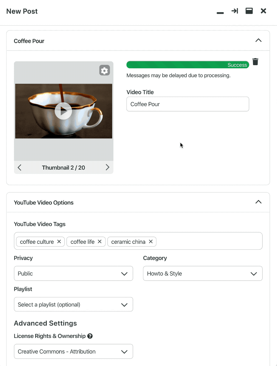 Gif, jak používat funkci publikování Sprout YouTube