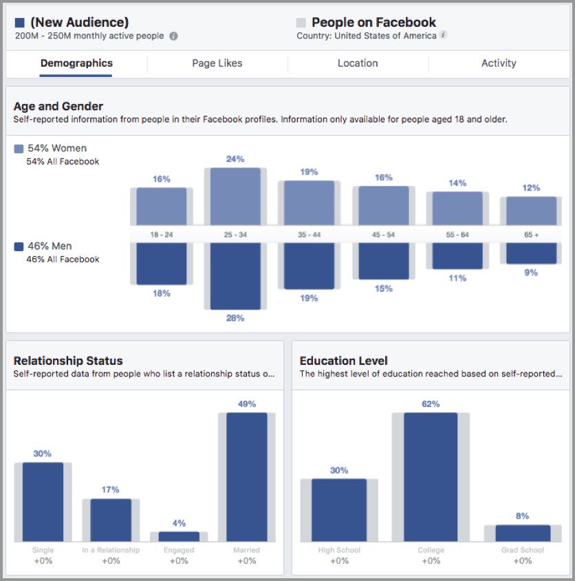 Informazioni sul pubblico di Facebook