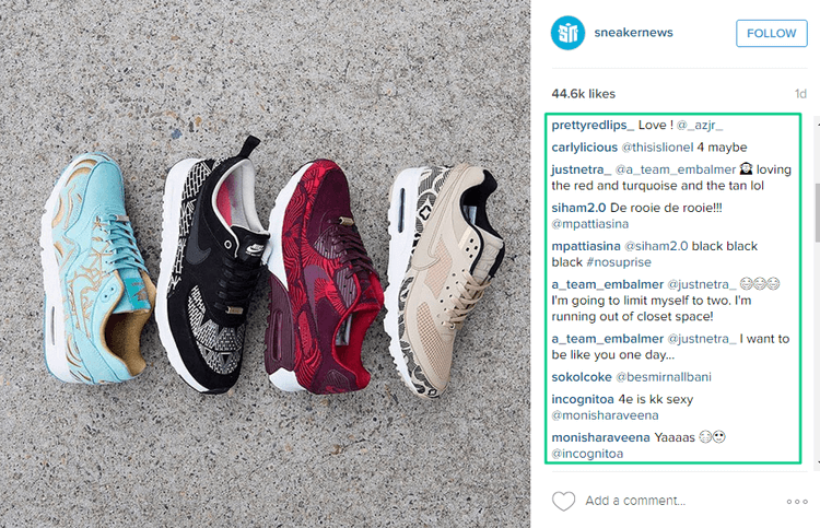 komentáře instagramu
