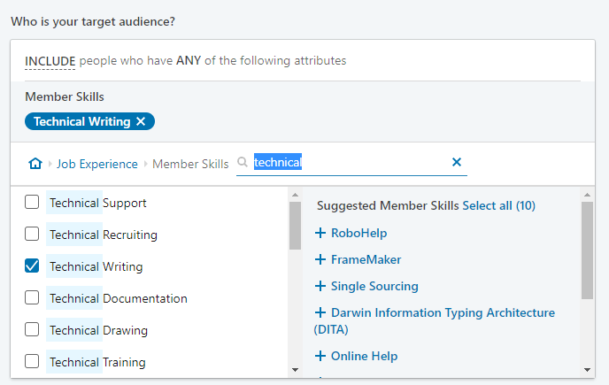 Cílení na reklamní reklamu LinkedIn