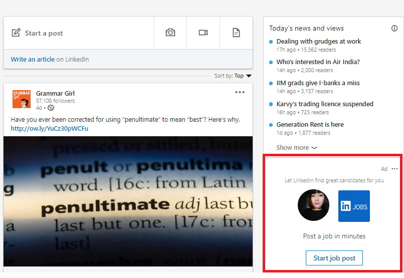 Dynamická reklama na LinkedIn