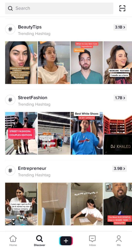 stran za odkrivanje tiktok