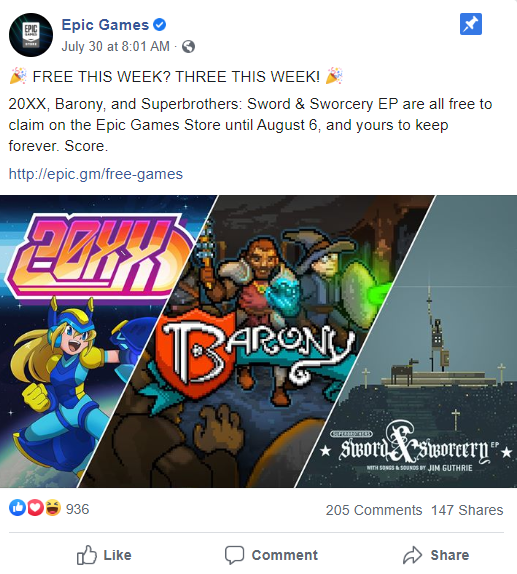 epické hry facebook
