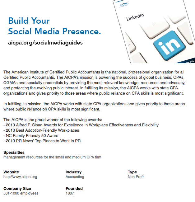 Exemple de LinkedIn AICPA
