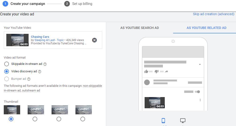 možnosti přizpůsobení videoreklam na YouTube
