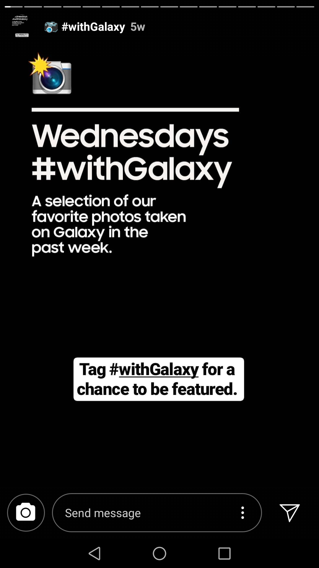 Společnost Samsung používá jejich hashtag Stories k podpoře fotografií zákazníků