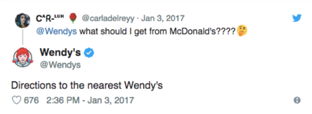 Exemple de twitter de Wendys