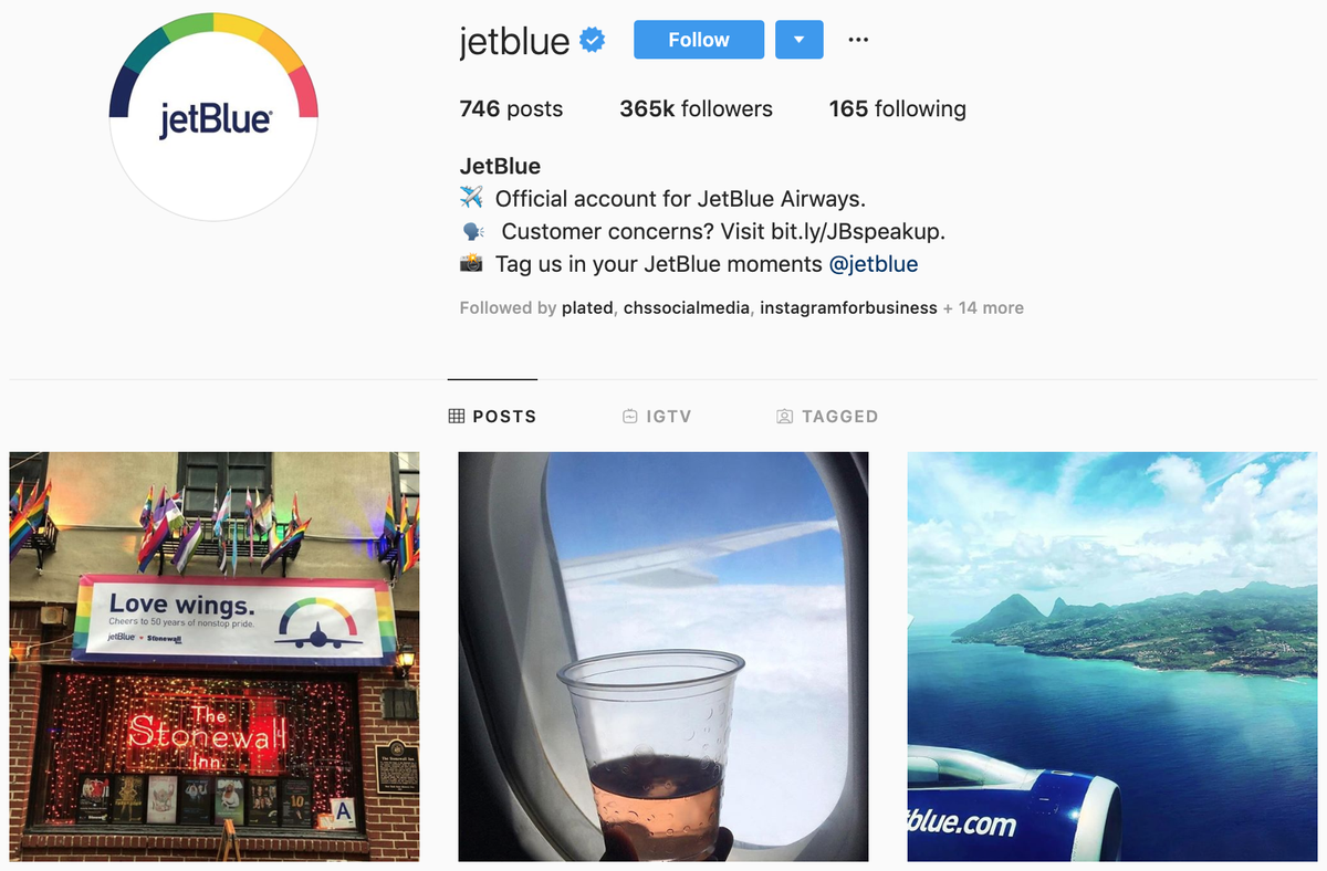 JetBlue su Instagram: i migliori marchi da seguire