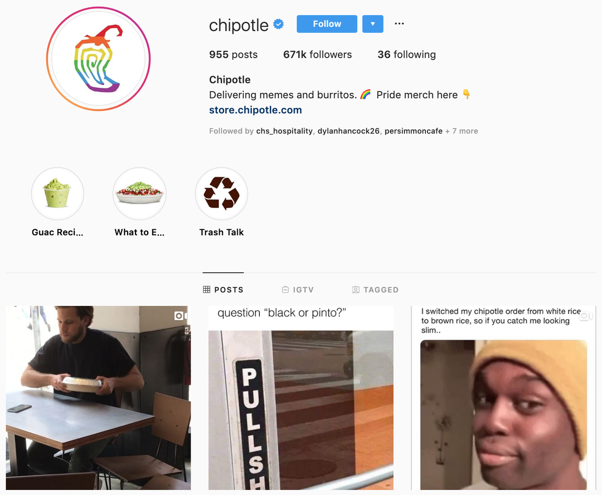 Chipotle su Instagram - I migliori marchi da seguire