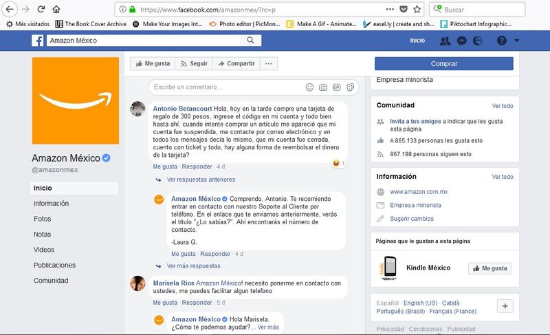 Storitev za stranke Amazon Mexico.