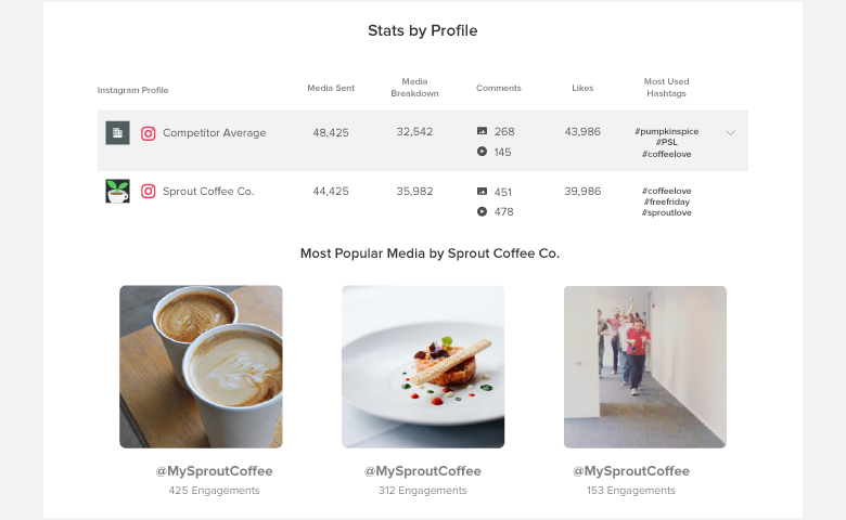 instagram konkurent poroča statistiko po profilu