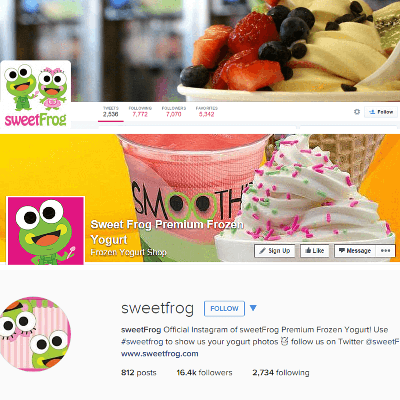 Blagovna znamka Sweet Frog na družbenih omrežjih