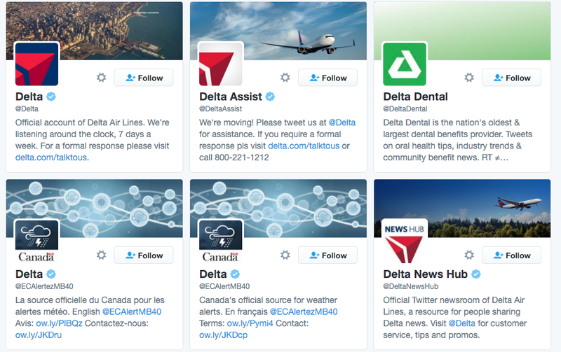 delta twitter računi