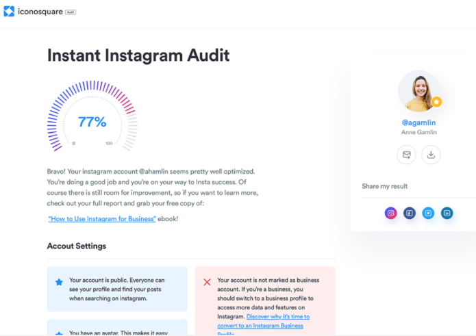 Un audit Instagram di terze parti è un modo intelligente per assicurarti che il tuo profilo sia ottimizzato