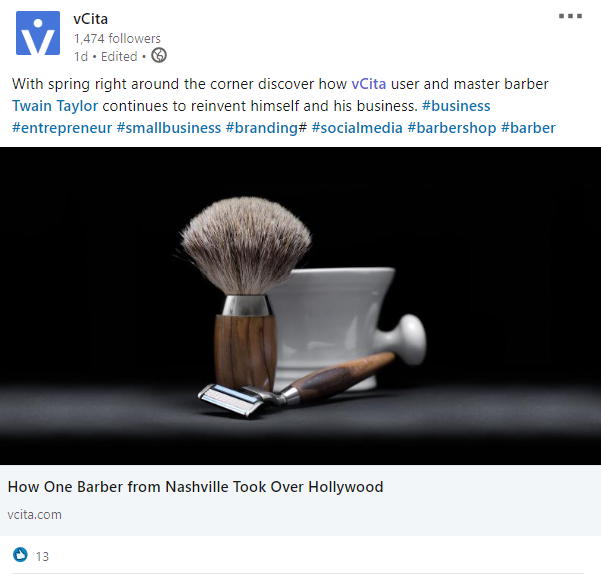 Příspěvek na LinkedIn