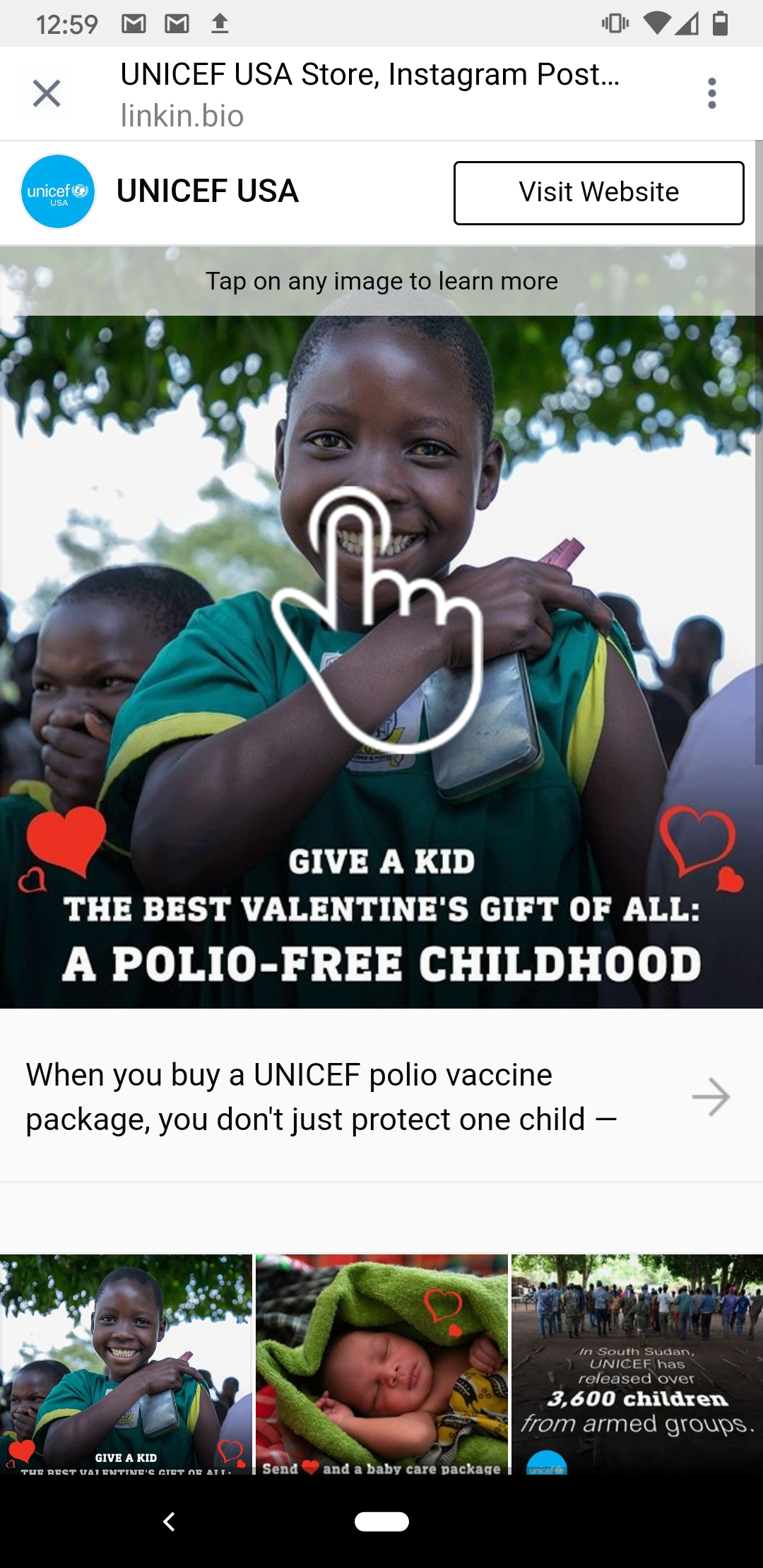 vstupní stránka unicef