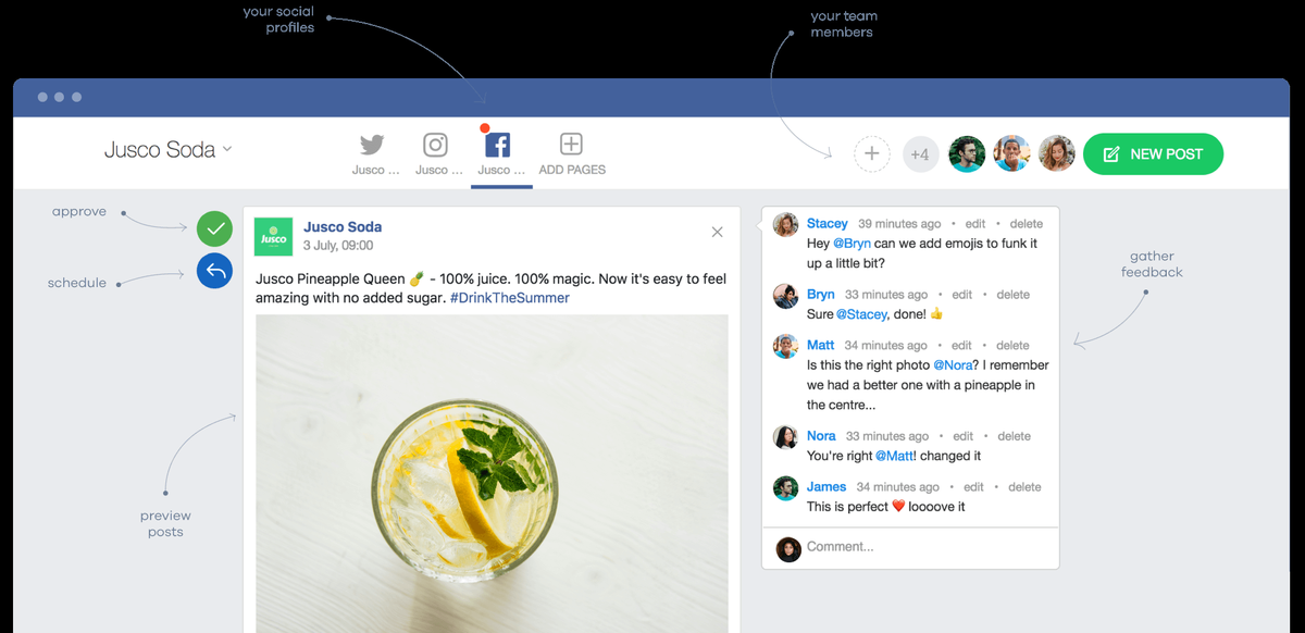 Planable incoraggia la collaborazione tra i team dei social media