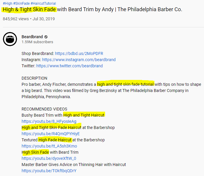 popis beardbrand pro video SEO