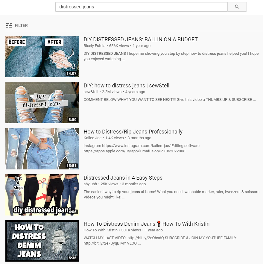 nouzi džíny YouTube seo vyhledávání