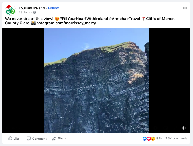 turizem irska facebook video navidezne destinacije za potovanje