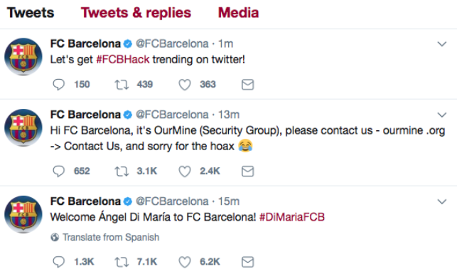 FC Barcelona heeft Twitter-account gehackt