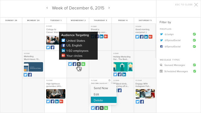 Pubblicazione del calendario con stati al passaggio del mouse
