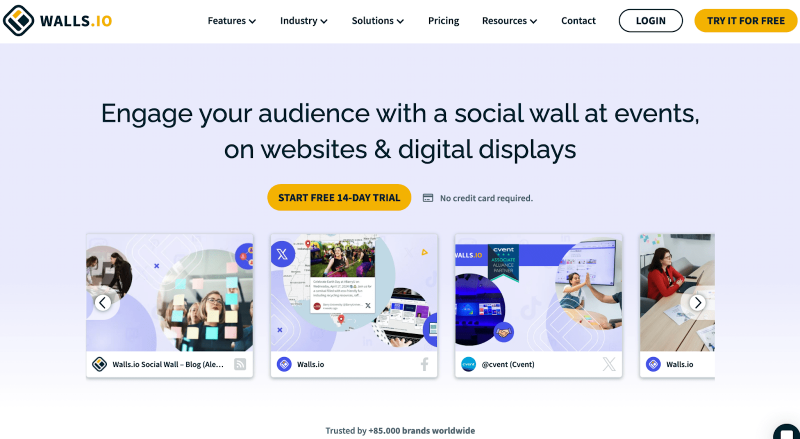 Capture d'écran du site Web Walls.io