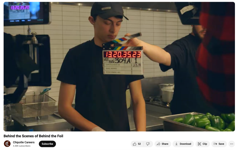   Scènes de Chipotle's "Behind the Foil" promotional YouTube video