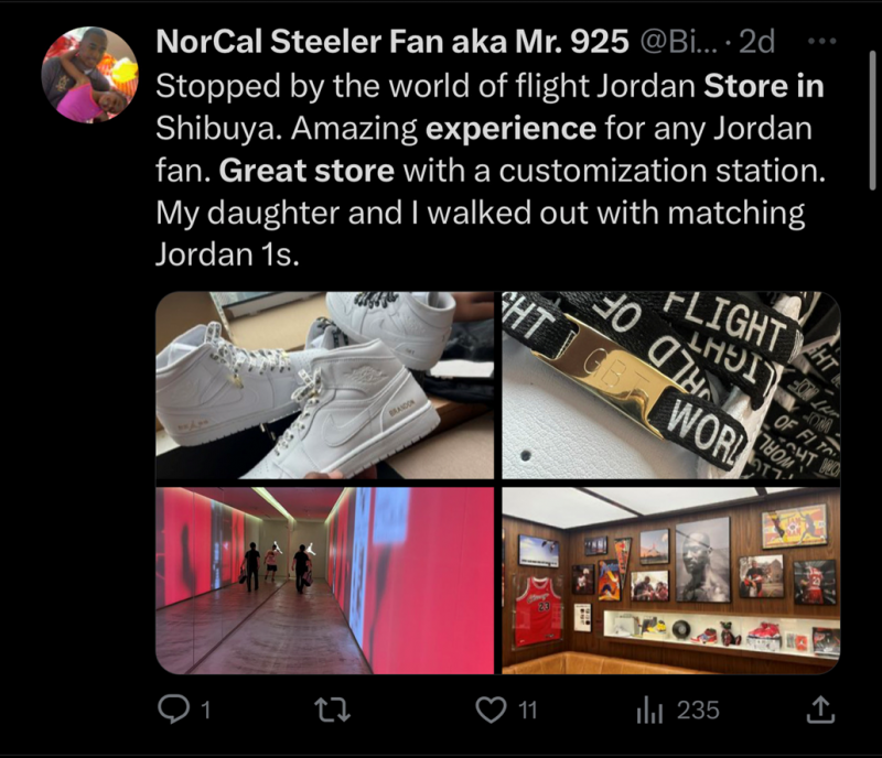 Publicación en las redes sociales de Jordan