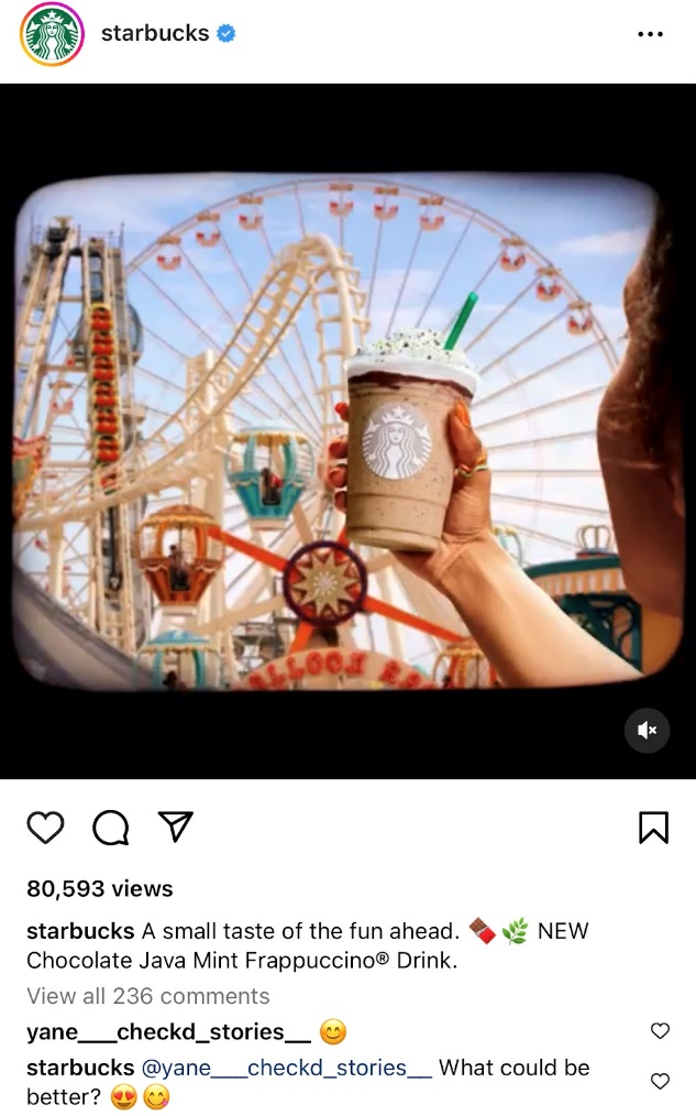 Nuevo producto de Instagram de Starbucks