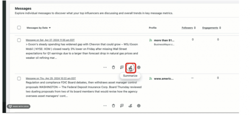   L'outil Summarize by AI Assist génère des résumés à partir de n'importe quel texte qui's over 800 characters and pulls key information for your brand or campaign.