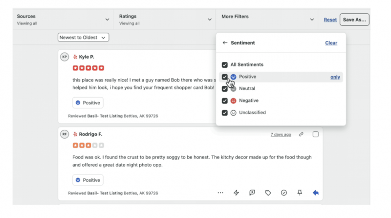 Brotar's AI-powered Sentiment Analysis quickly finds and addresses negative comments or complaints.