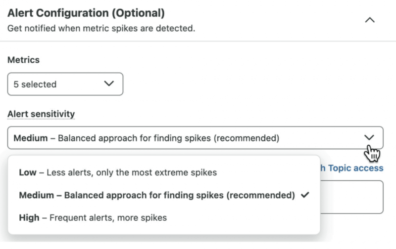   Capture d'écran de Sprout's Alerts functionality that ensures you never miss out on relevant conversations happening around your brand or competitors.