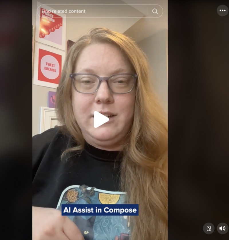   Brotar's TikTok showing how AI Assist In Compose works.