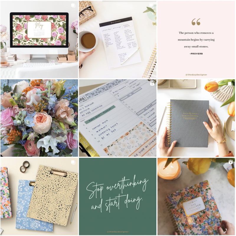   Uno screenshot di Day Designer's feed with a mix of original and reposted content