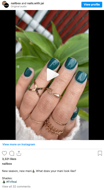   Objava o suradnji na Instagramu između nailbooa i noktiju s jaiem