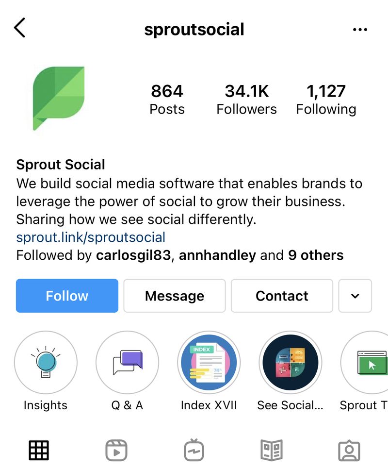 Uno screenshot delle storie di Instagram in evidenza su Sprout Social