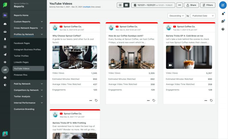   Ontkiem sociaal's YouTube Premium Analytics Reporting