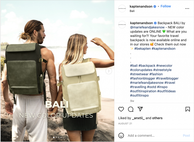 Kapten i sin Instagram