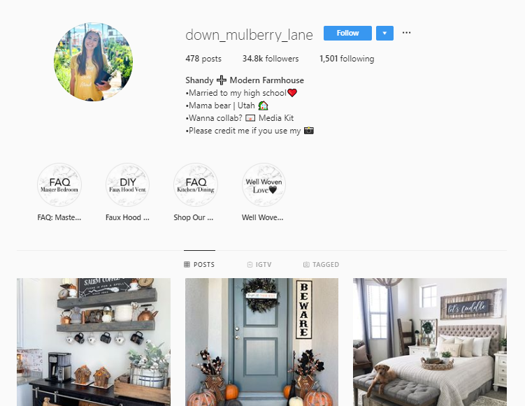   Instagram profil za korisnika @down_mulberry_lane